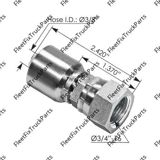 New Aftermarket Continental Hydraulic Hose Fitting JIC 37 Female 818.14400-0608 14400-0608