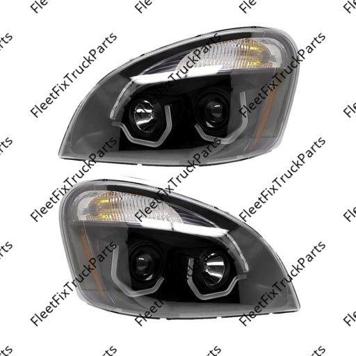 New Aftermarket Headlamp Set Black Freightliner 564.46051 31270 31271
