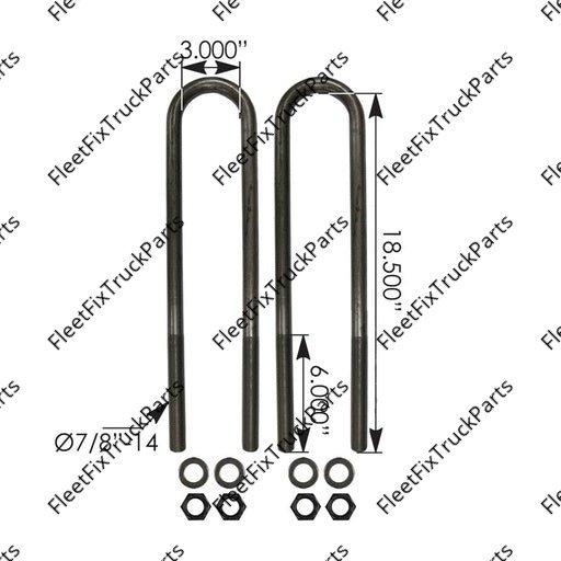 New Aftermarket U Bolt Kit 7/8in X 3in X 18-1/2in AUBK8161-184 48718000