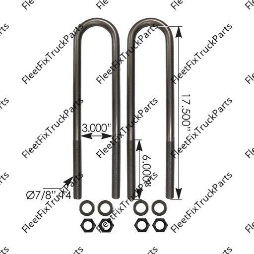 New Aftermarket U Bolt Kit RND 7/8in X 3in X 17-1/2in AUBK8161-174 47417005
