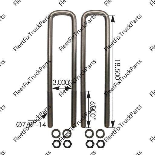 New Aftermarket U Bolt Kit Semi RND 7/8 X 3 X 18-1/2in AUBK8361-184 1124813003