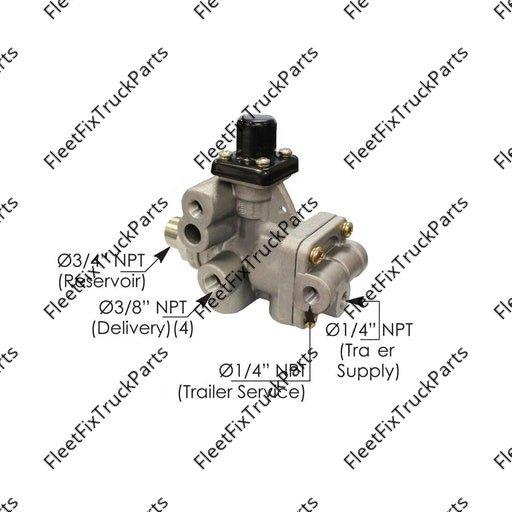 New Aftermarket SR5 Type Spring Brake Valve With Anti-Compounding, 3/4in NPT Nipple 170.065437
